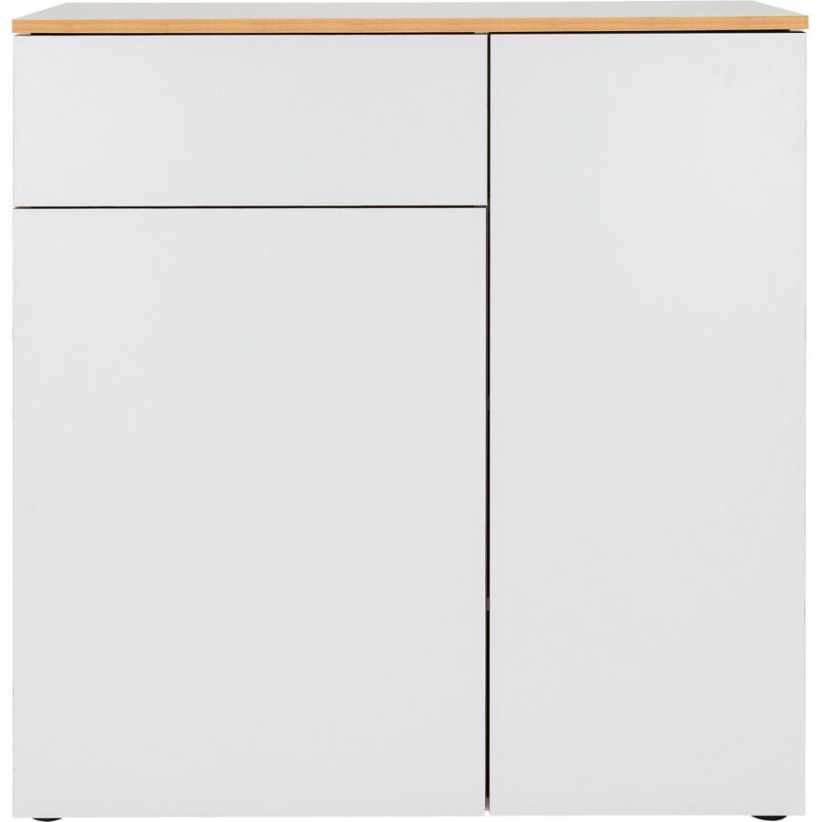 Schuhschrank India Weiss Holz 100 cm 110 cm - Material: Holzwerkstoff und melaminharzeschichtet Kanten Echtholz Eiche - Schuhschrank