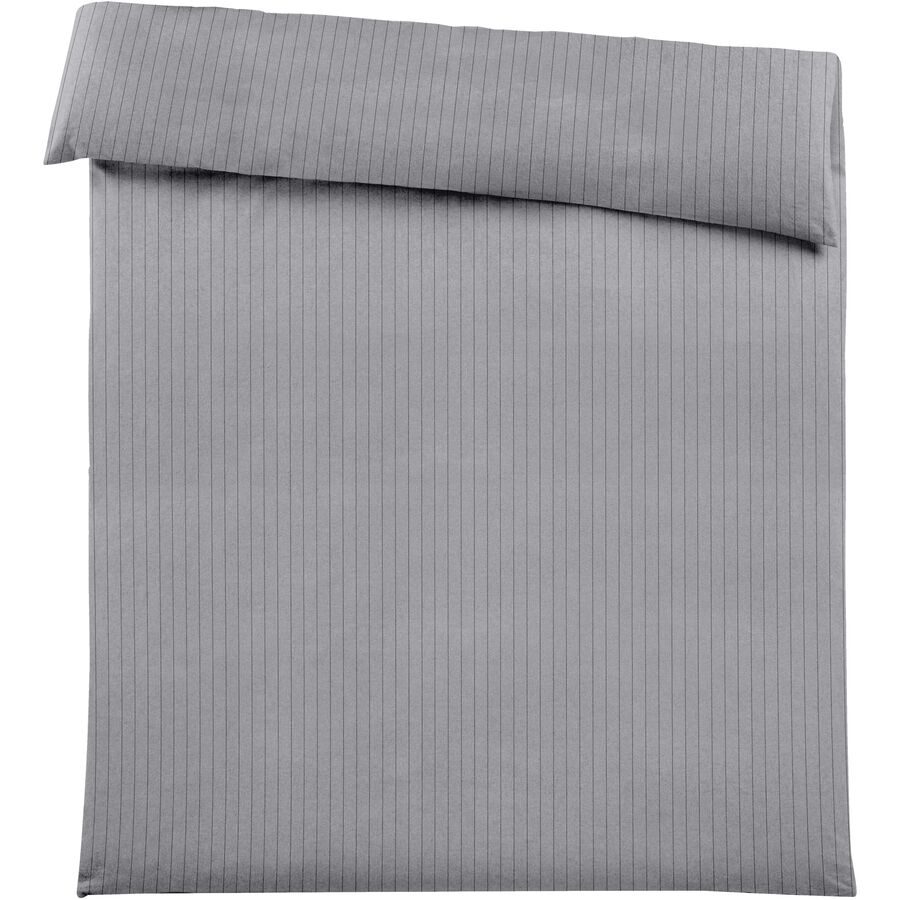 Duvetbezug Emma 200x210cm lightgrey Stripe - Farbe: hellgrau - Material: 100% Baumwoll-Flanell, Heather Melange Optik - Duvetbezug
