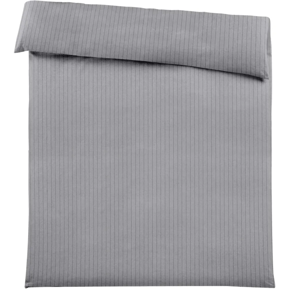 Duvetbezug Emma 200x210cm lightgrey Stripe - Farbe: hellgrau - Material: 100% Baumwoll-Flanell, Heather Melange Optik - Duvetbezug
