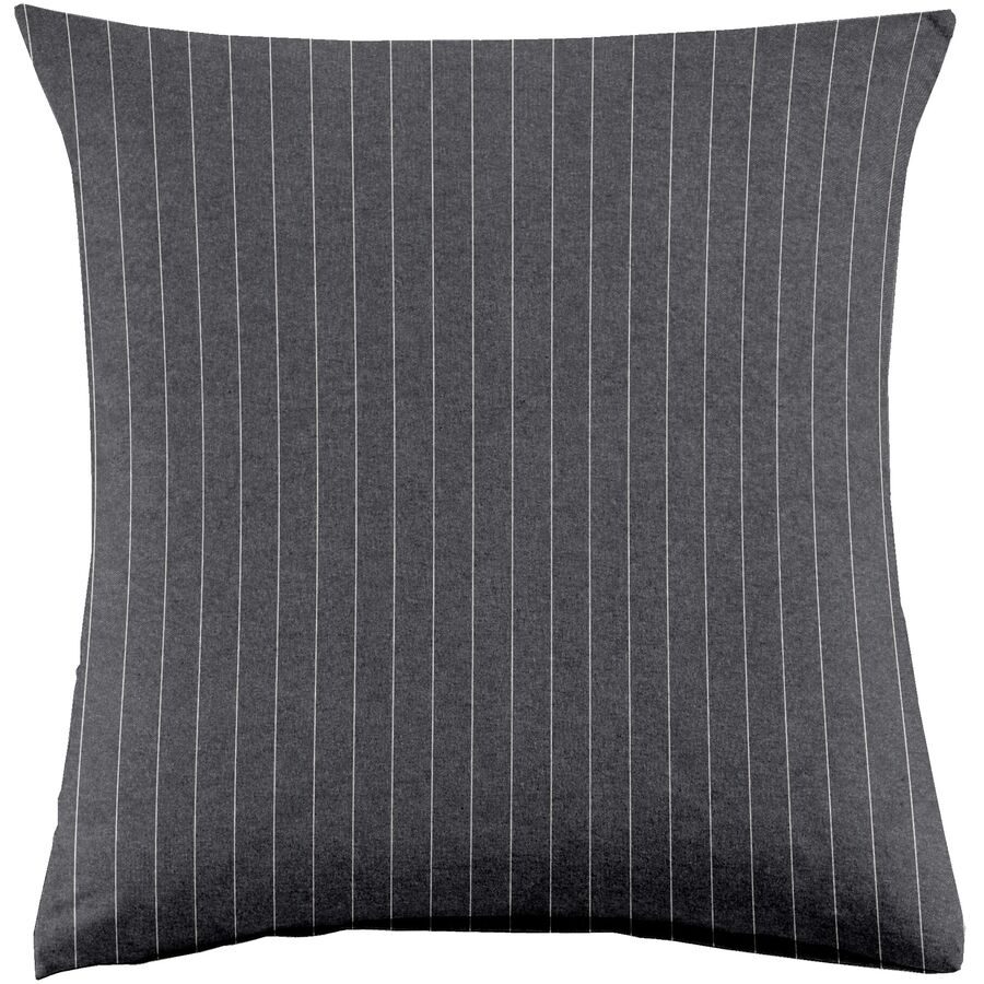 Kissenbezug Emma 65x65cm darkgrey Stripe - Farbe: Dunkelgrau - Material: 100% Baumwoll-Flanell, Heather Melange Optik - Kissenbezug