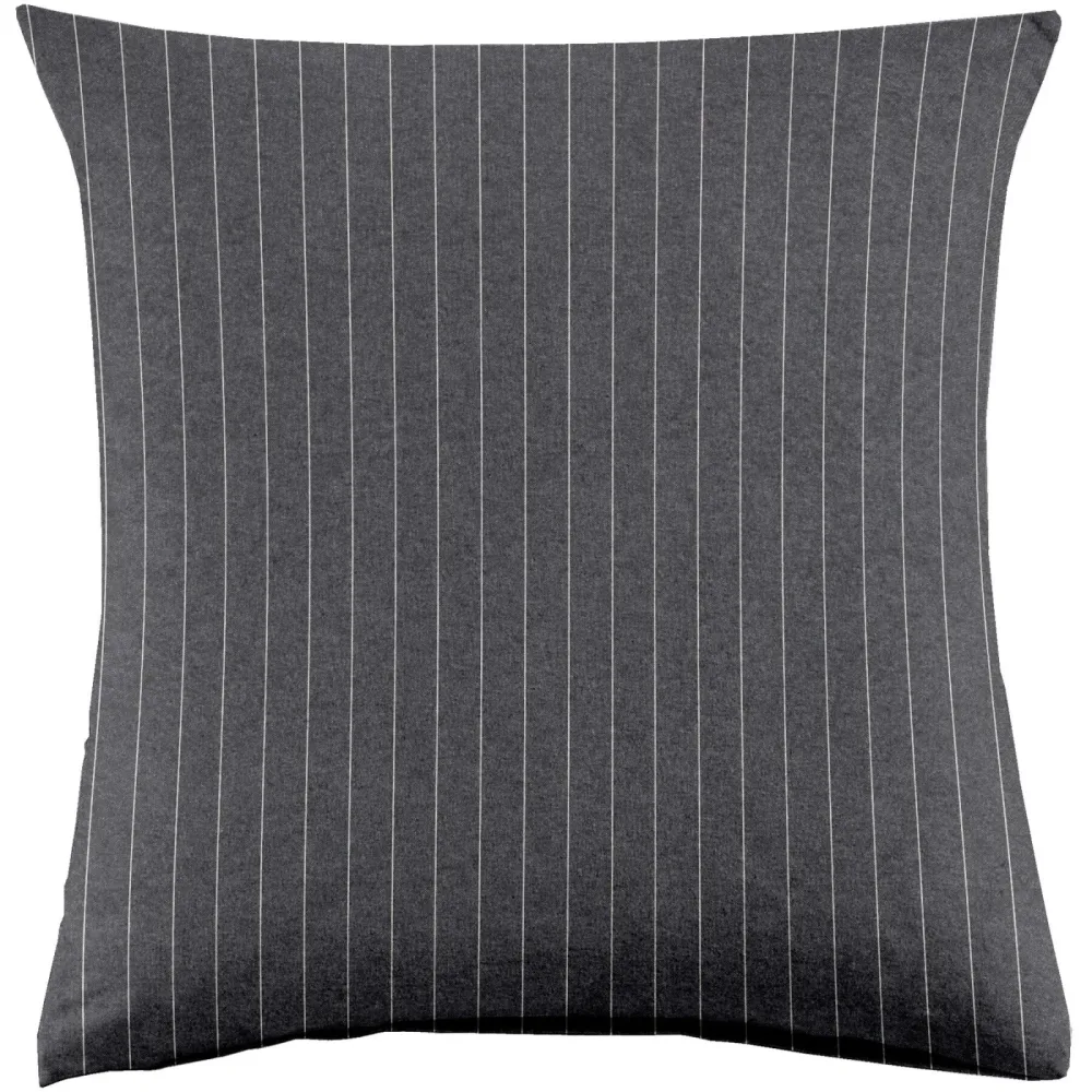 Kissenbezug Emma 65x65cm darkgrey Stripe - Farbe: Dunkelgrau - Material: 100% Baumwoll-Flanell, Heather Melange Optik - Kissenbezug