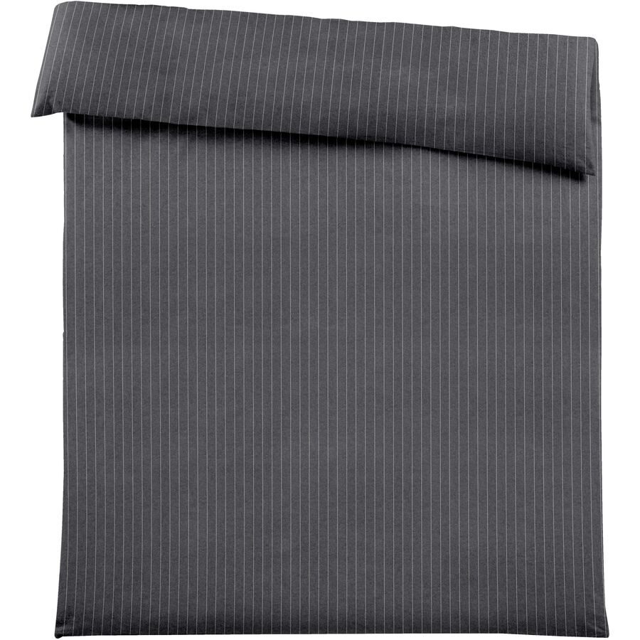 Duvetbezug Emma 200x210cm darkgrey Stripe - Farbe: Dunkelgrau - Material: 100% Baumwoll-Flanell, Heather Melange Optik - Duvetbezug
