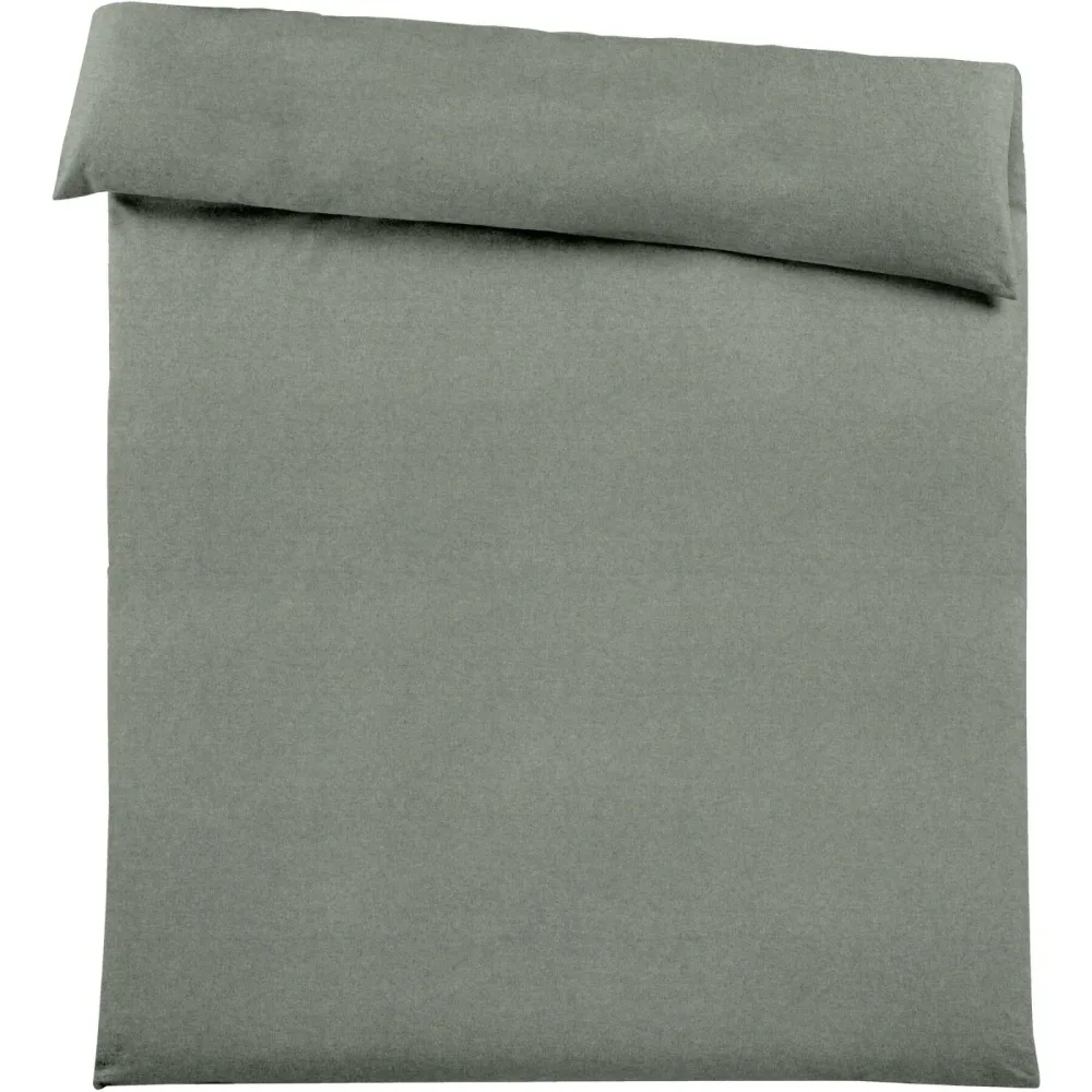 Duvetbezug Emma 160x210cm agave green - Farbe: grün - Material: 100% Baumwoll-Flanell, Heather Melange Optik - Duvetbezug