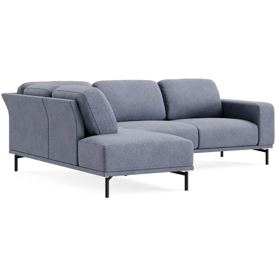 Ecksofa Maja Blau Stoff 249 cm 207 cm - Farbe: LODGE - 16/2 dark blue - Möbel Konfigurator: Traummöbel individuell zusammenstellen - Ecksofa