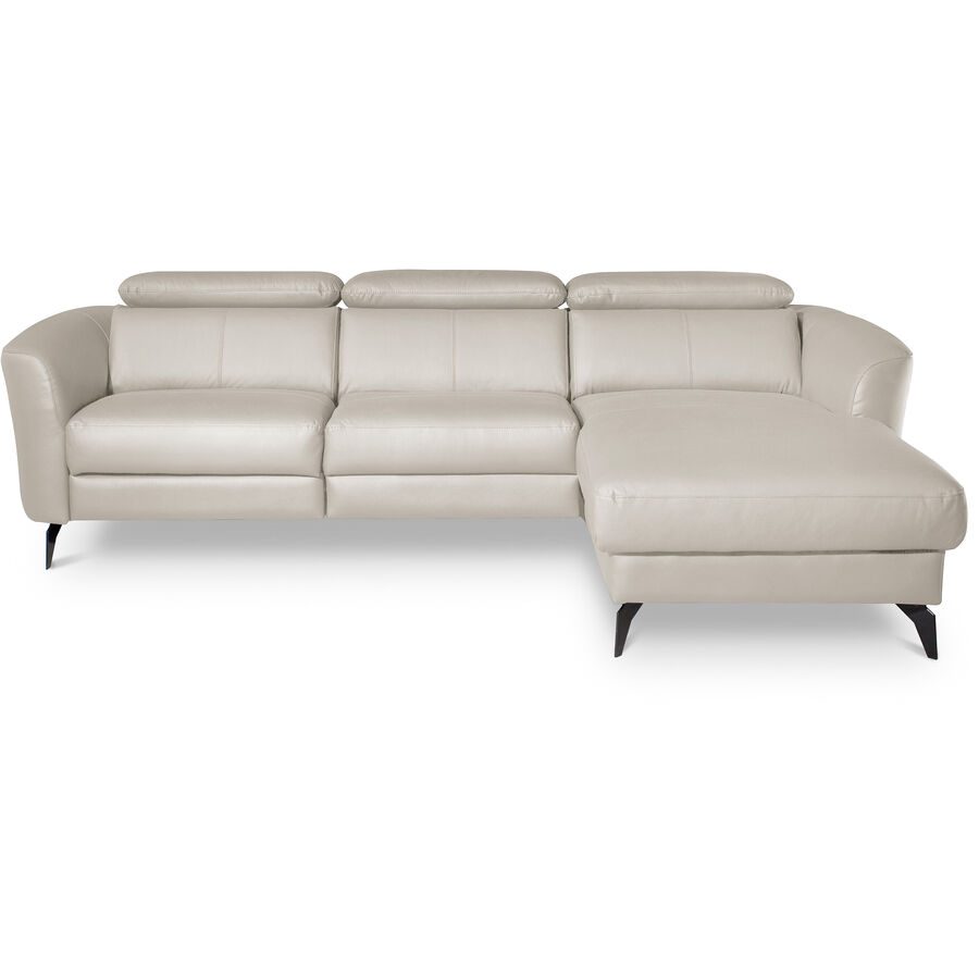 Simba Grau Leder 261 cm 183 cm - Farbe: Eisgrau - Material: 100% Echtleder + Korpus Lederlook - Ecksofa