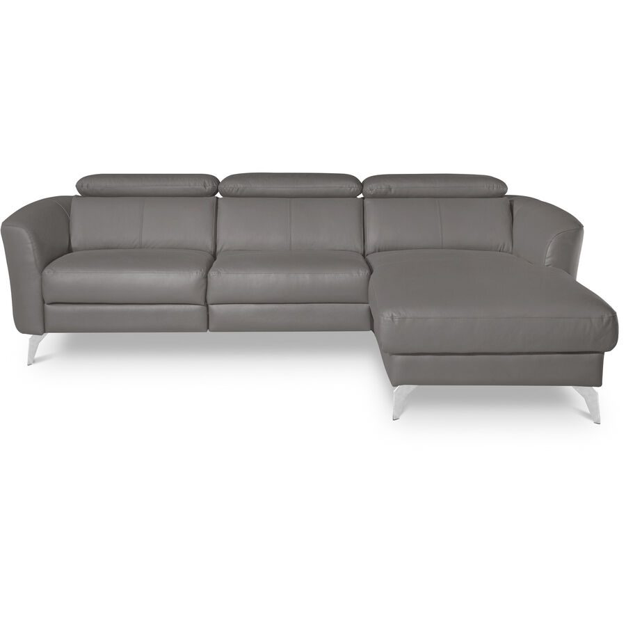 Simba Braun Leder 261 cm 183 cm - Farbe: schlamm - Material: 100% Echtleder + Korpus Lederlook - Ecksofa