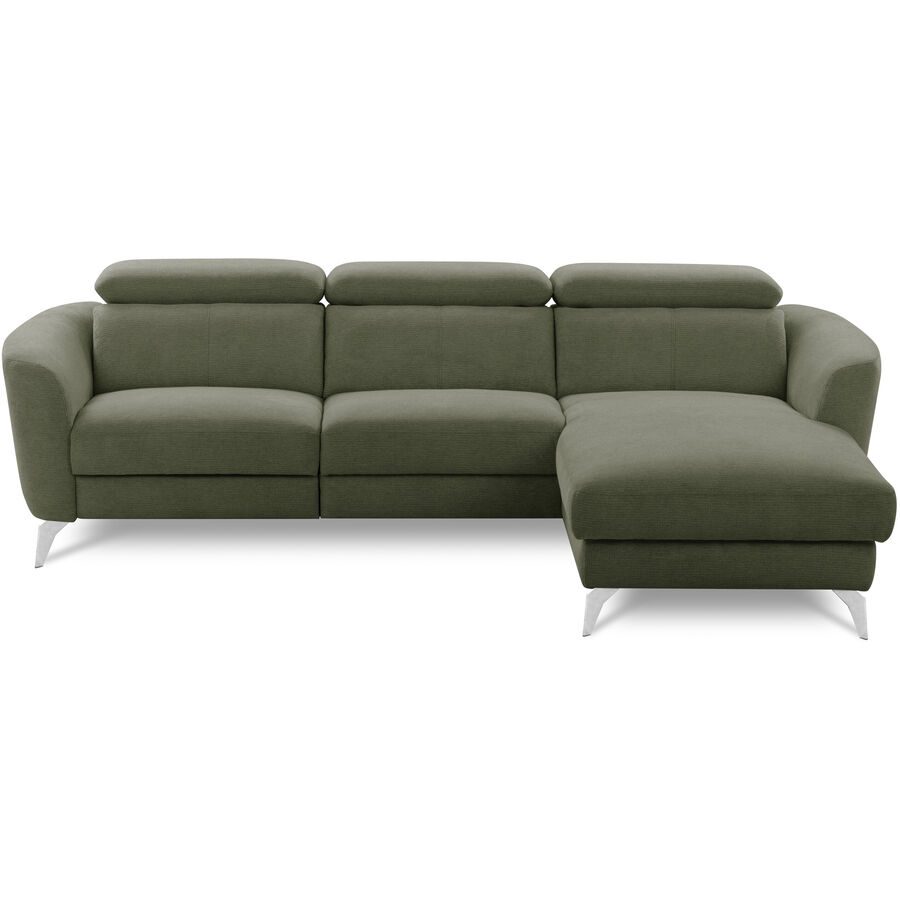 Ecksofa Simba Grün Stoff 261 cm 183 cm - Farbe: moosgrün - Material: Chenille - Ecksofa