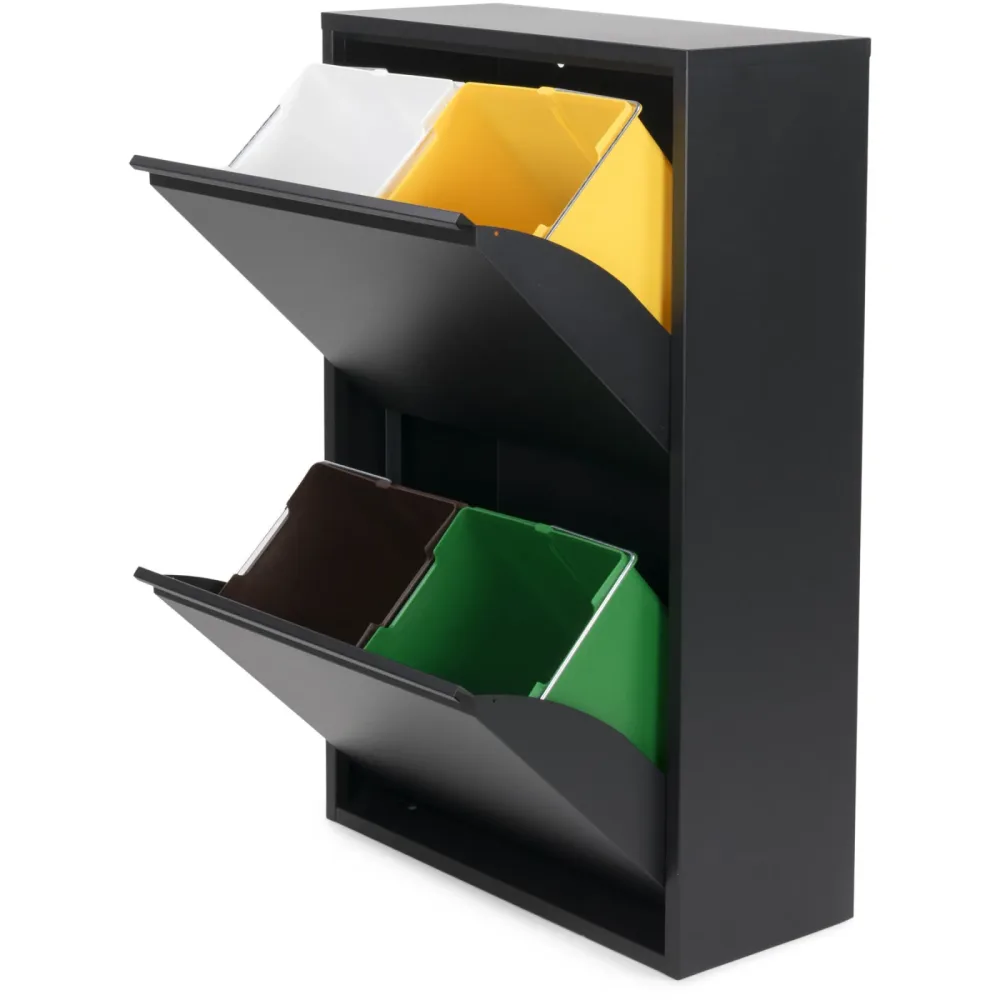 Spinder Design Abfalleimer Hesta Schwarz Metall/Kunststoff 92 cm 74 l - Material: Metall, Kunststoff - Abfalleimer
