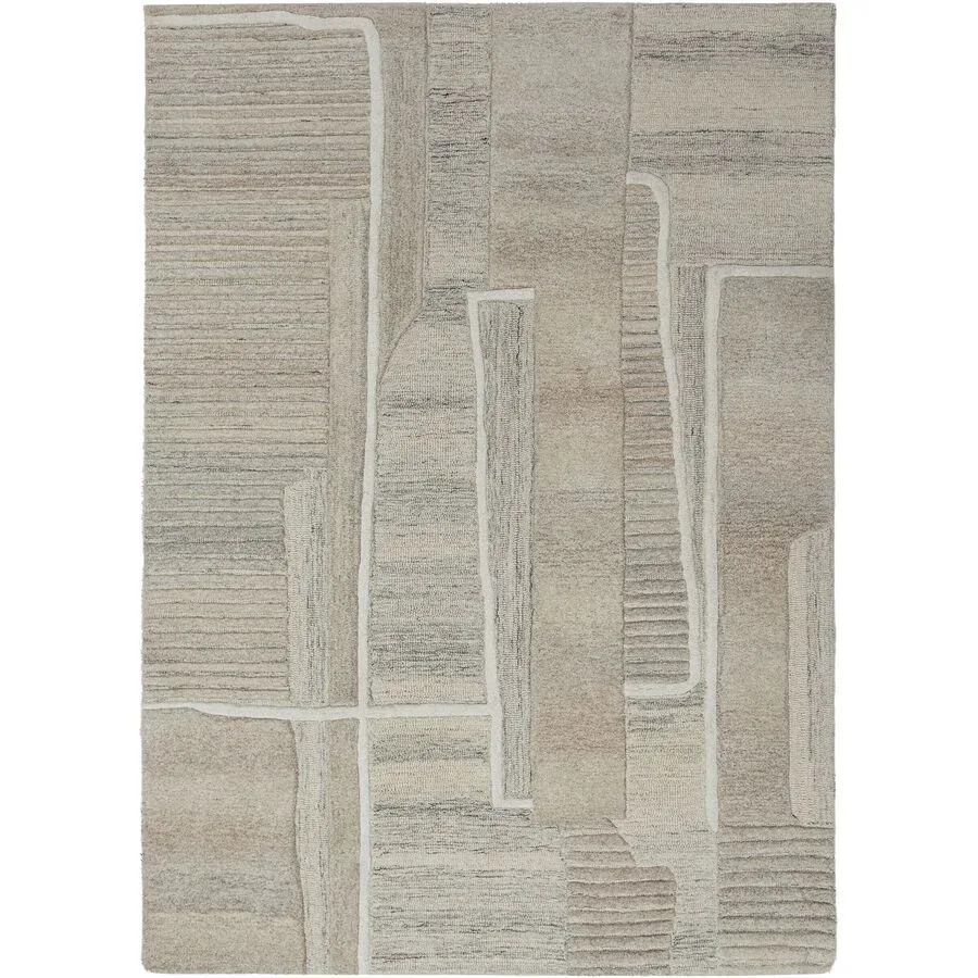 Teppich Langford Beige Wolle B 140 T 200 cm - Farbe: Natur - Material: 100% WOLLE