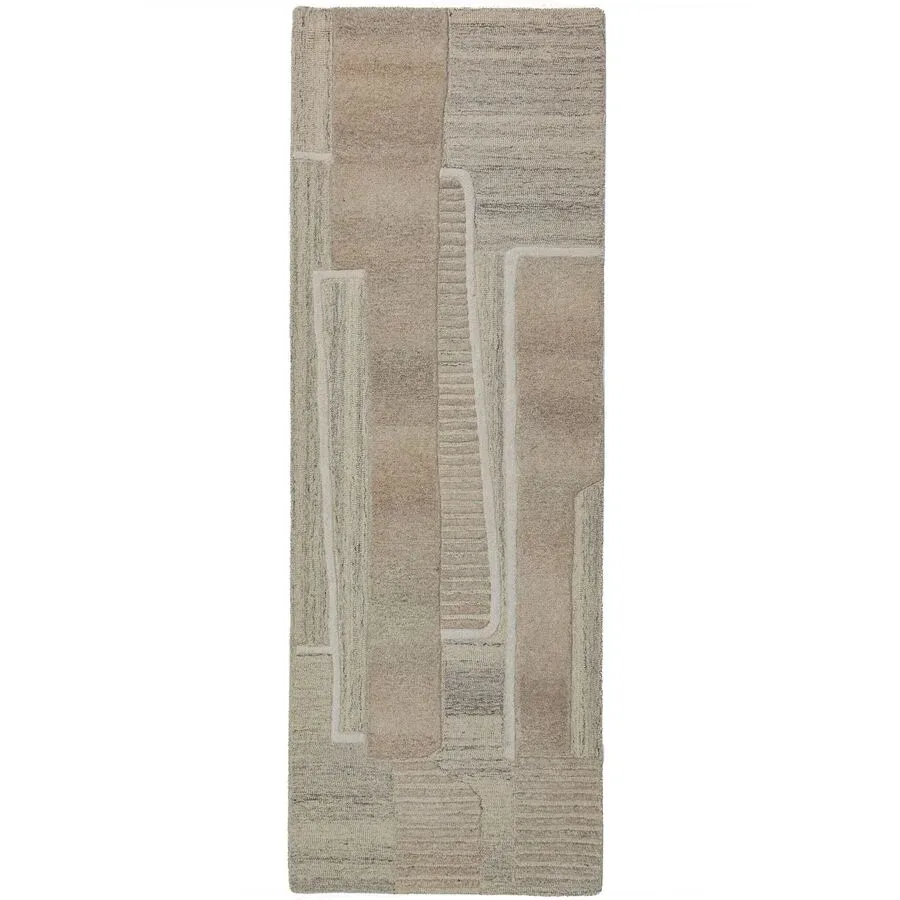 Teppich Langford Beige Wolle B 80 T 300 cm - Farbe: Natur - Material: 100% WOLLE