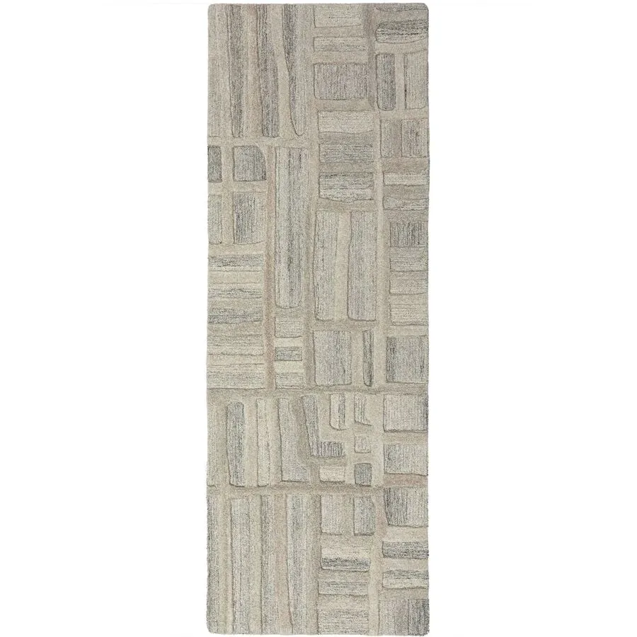 Teppich Elmora Beige Wolle B 80 T 300 cm - Farbe: Natur - Material: 100% WOLLE