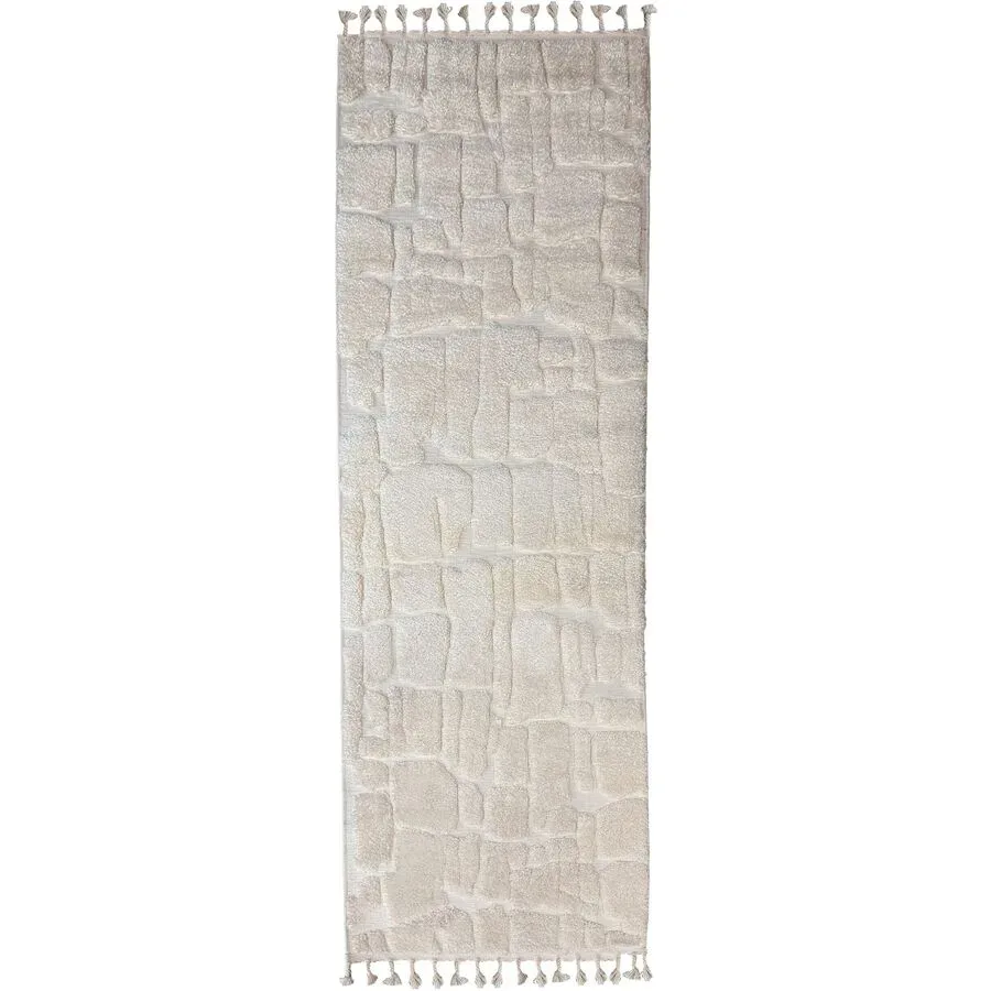 Teppich Calvella Weiss Polyester B 80 T 300 cm - Farbe: Natur
