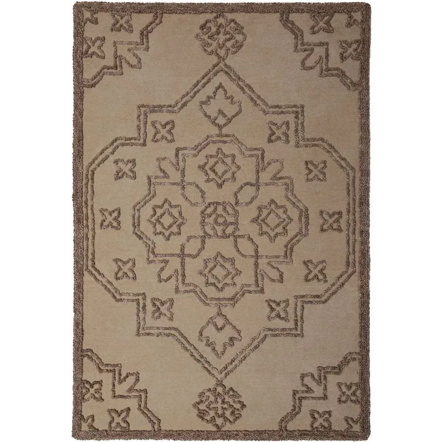 Teppich Sabelia Beige Wolle B 140 T 200 cm - Farbe: Natur - Material: Wolle/Polyester