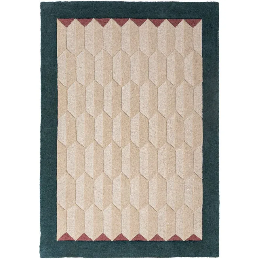 Teppich Auberon Blau Wolle B 120 T 170 cm - Farbe: TÜRKISGRÜN - Material: 100% WOLLE