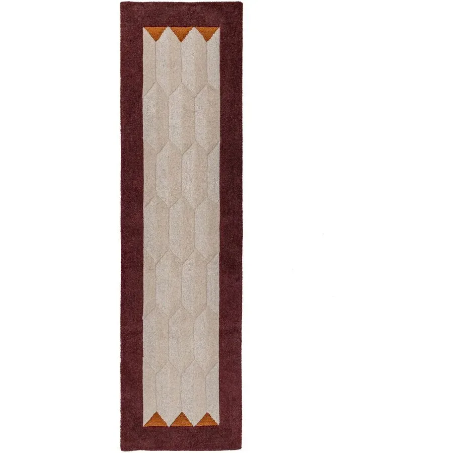 Teppich Auberon Rot Wolle B 60 T 230 cm - Farbe: Burgunder - Material: 100% WOLLE