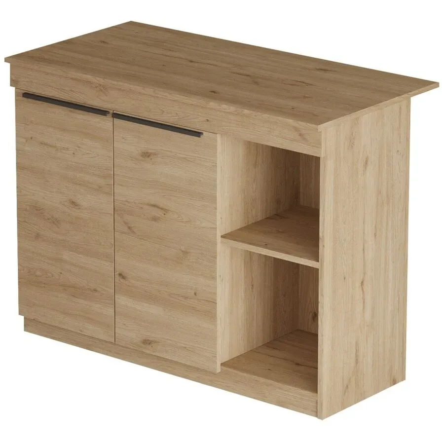 Kücheninsel Georis Braun Holz B 120 cm - Farbe: eiche - Material: 100% Melaminbeschichtete Spanplatte