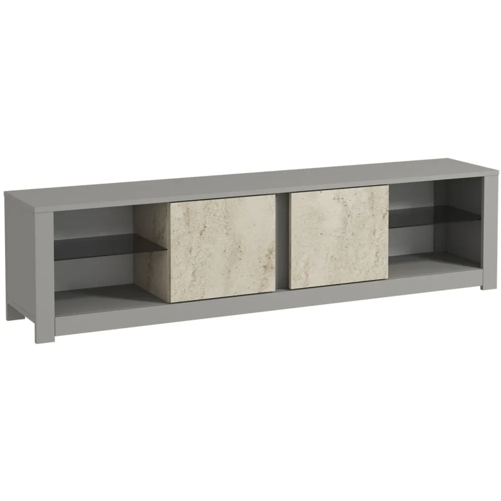 TV-Möbel Georis Grau/Travertin Holzwerkstoff B 180 cm
