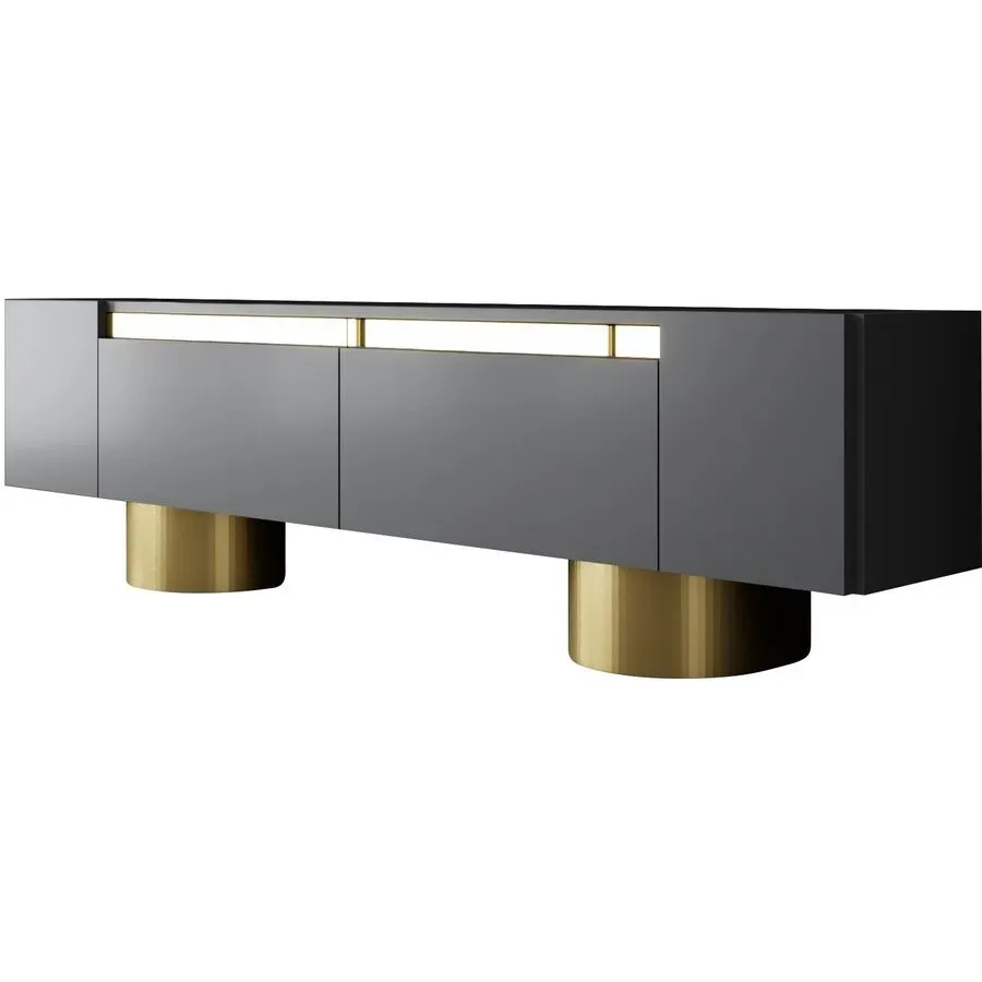 TV-Möbel Georis Anthrazit/Gold Holzwerkstoff B 180 cm