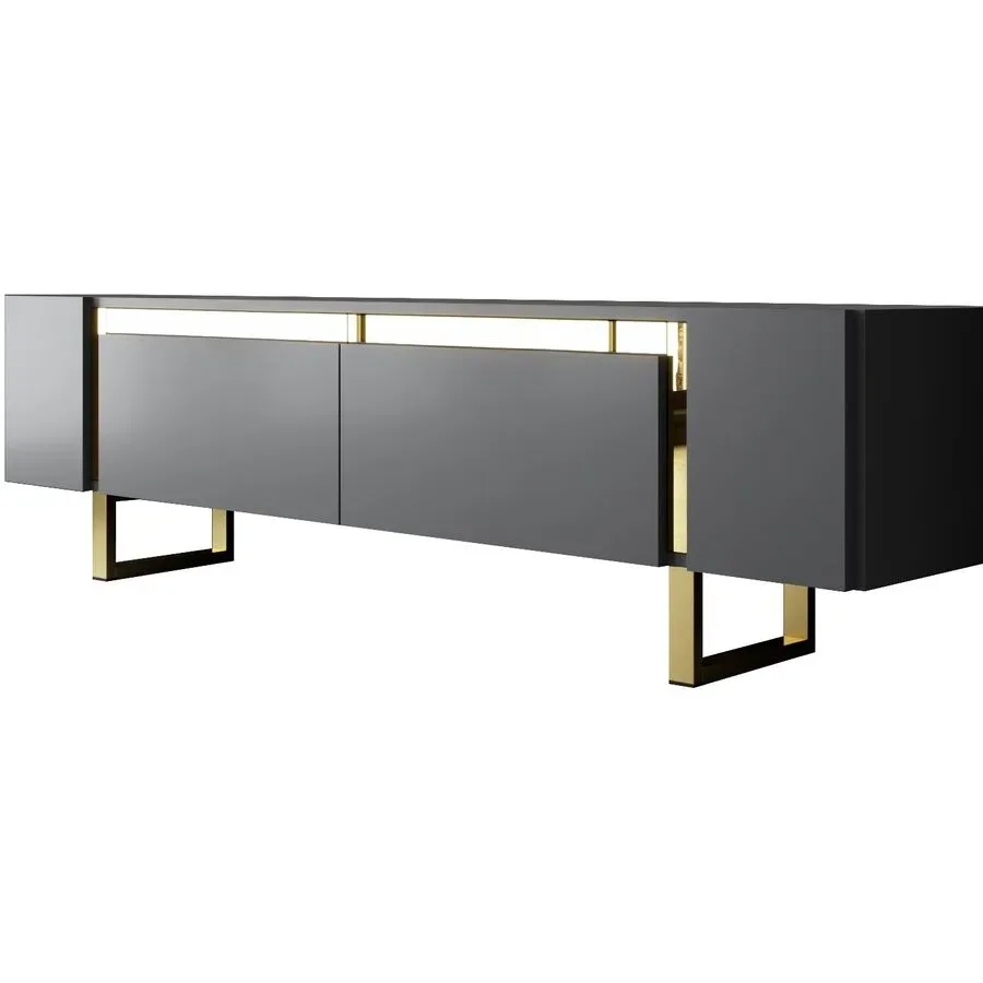 TV-Möbel Georis Anthrazit/Gold Holzwerkstoff B 180 cm
