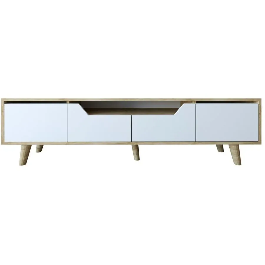 TV-Möbel Georis Eiche,/Weiss Holzwerkstoff B 180 cm