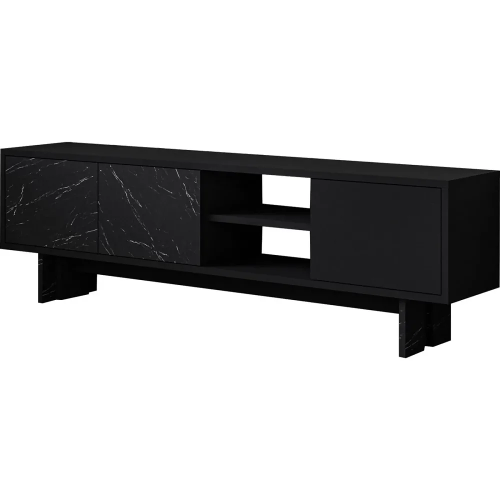 TV-Möbel Georis Schwarz/Marmor Holzwerkwerkstoff B 150 cm