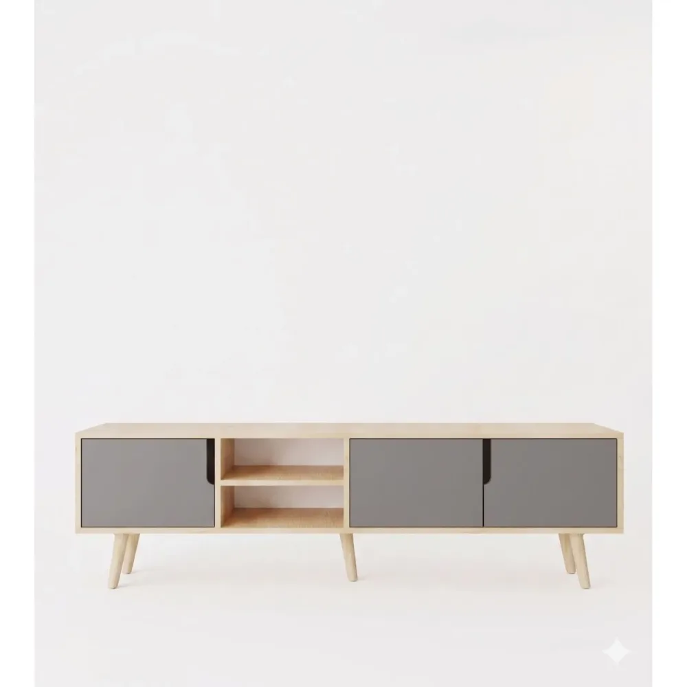 TV-Möbel Georis Eiche/Anthrazit Holzwerkstoff B 180 cm