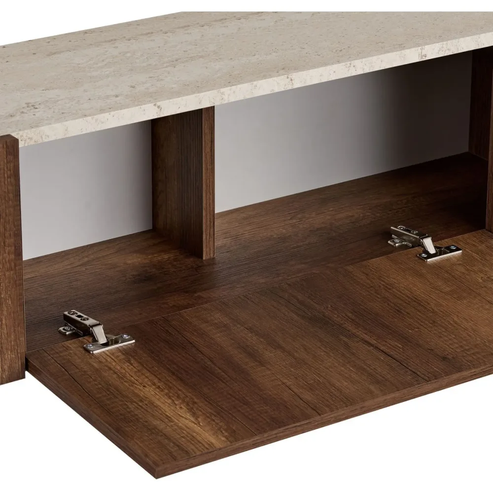TV-Möbel Georis Travertin/Barock Nussbaum/Gold Holzwerkstoff B 180 cm