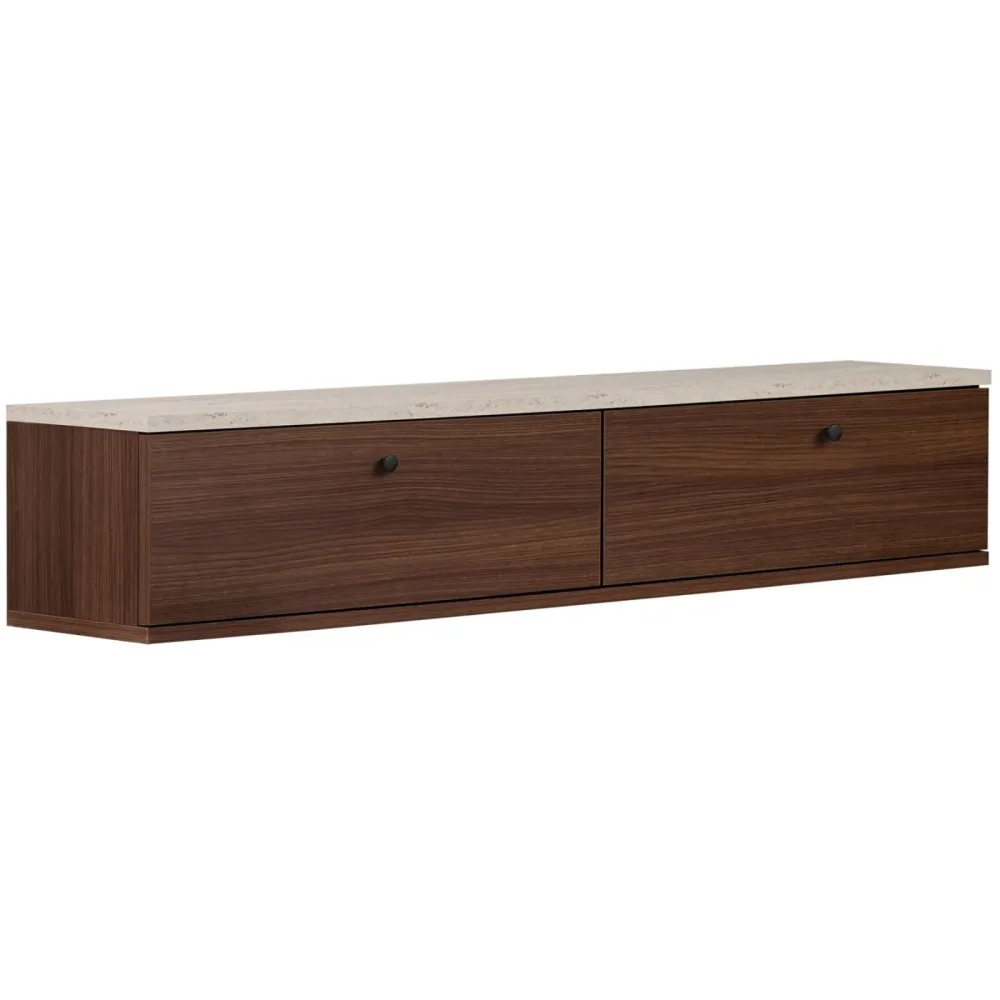 TV-Möbel Georis Travertin/Nussbaum Holzwerkstoff B 140 cm
