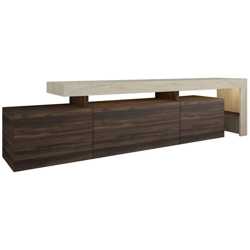 TV-Möbel Georis Travertin/Nussbaum Holzwerkstoff B 192 cm