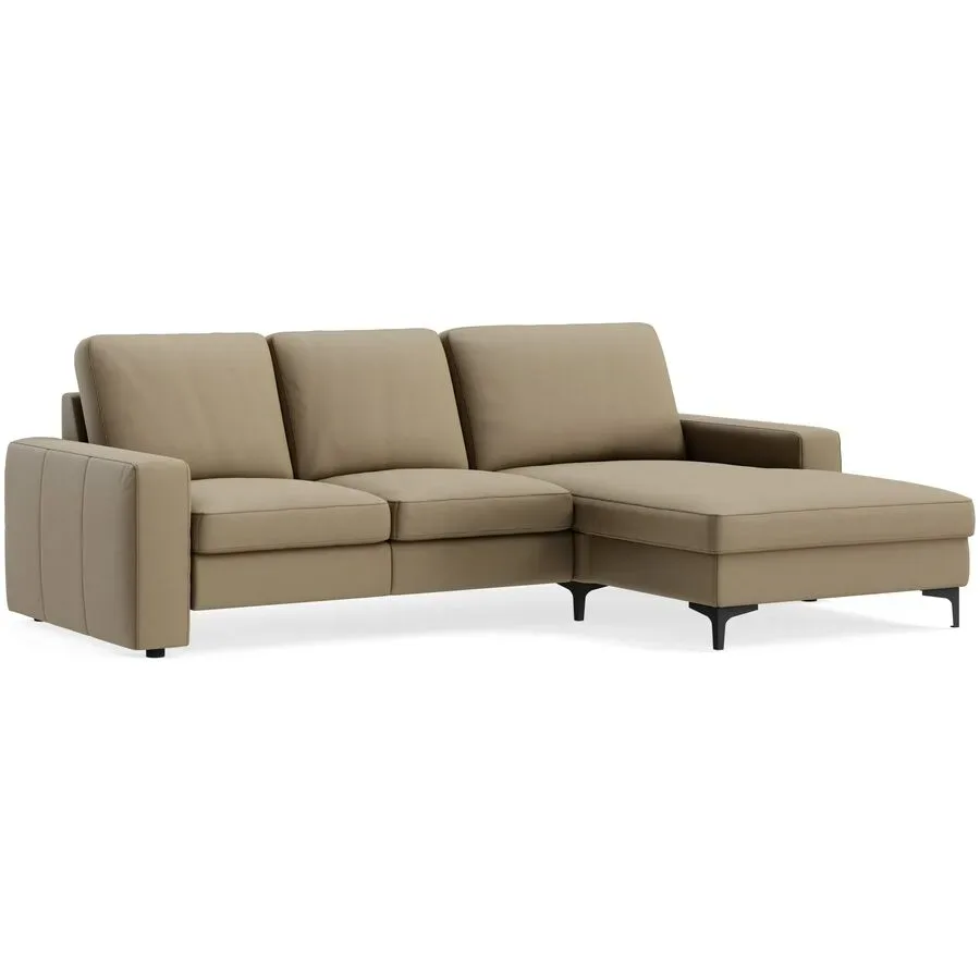 Ecksofa Step Basic Leder Dickleder Torero oliv B 139 T 164 cm - Farbe: Dickleder Torero olive - Möbel Konfigurator: Traummöbel individuell