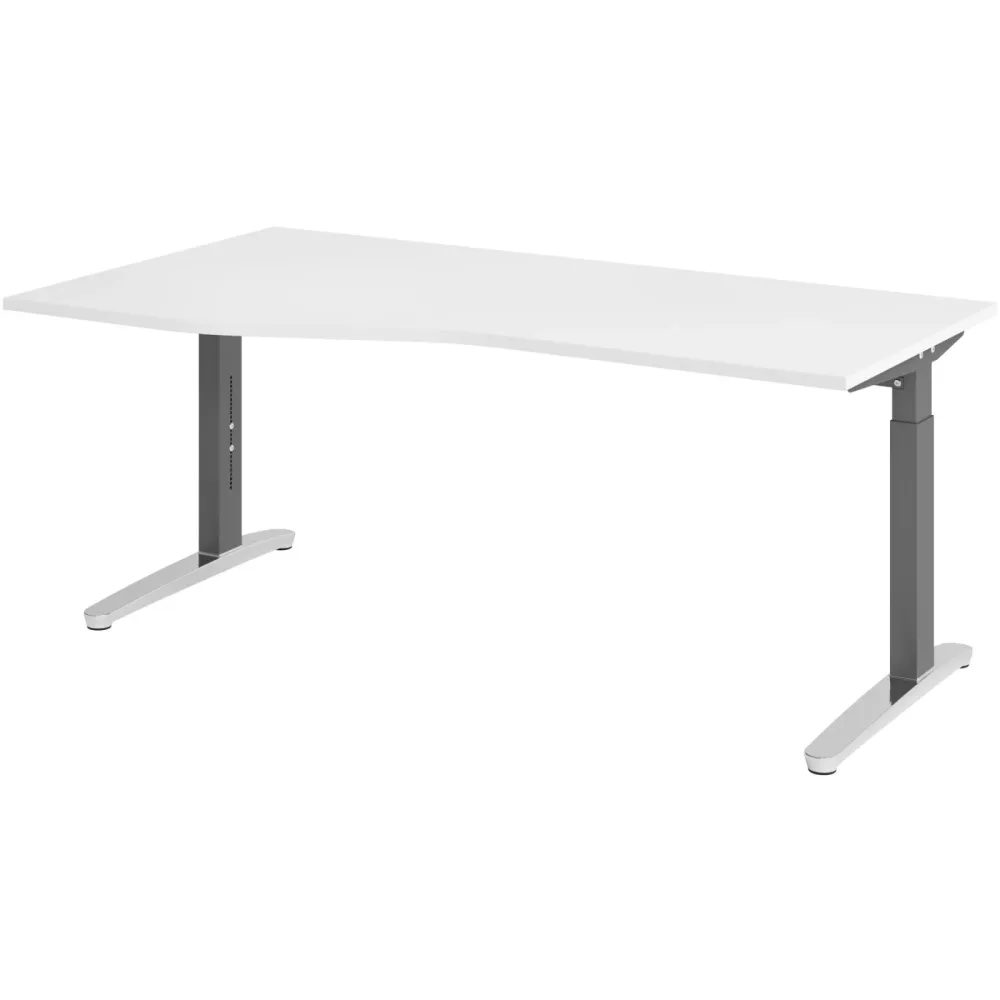 Schreibtisch Office Weiß manuelle Höhenverstellung 180 x 100 cm - Farbe: weiss