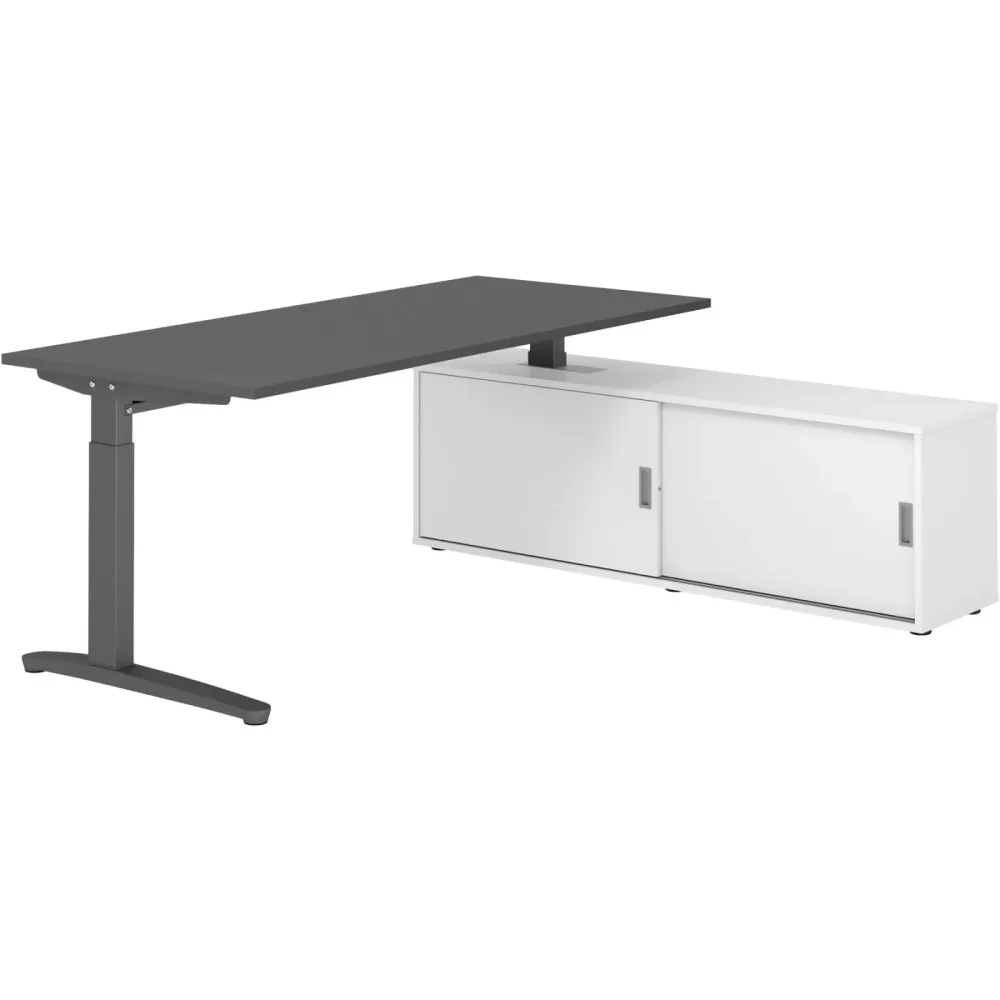 Schreibtisch Office Graphit manuelle Höhenverstellung 180 x 80 cm