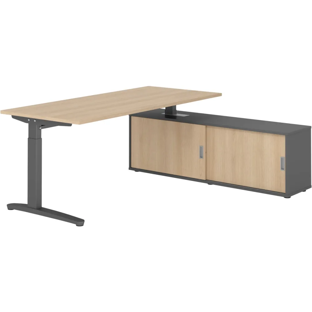 Schreibtisch Office Eiche manuelle Höhenverstellung 180 x 80 cm