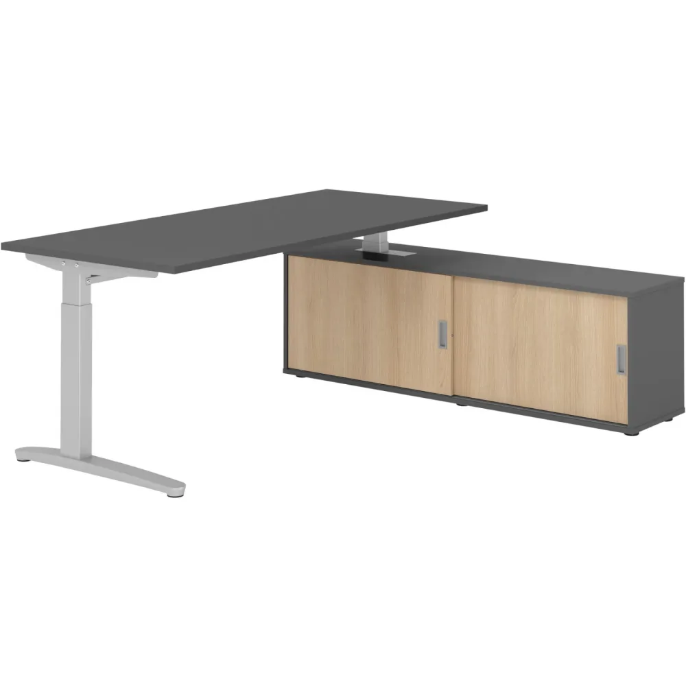 Schreibtisch Office Graphit manuelle Höhenverstellung 180 x 80 cm