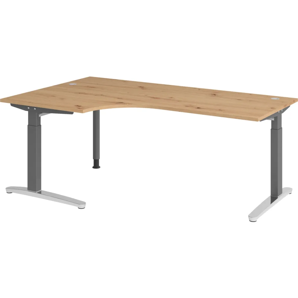Schreibtisch Office Asteiche manuelle Höhenverstellung 200 x 120 cm