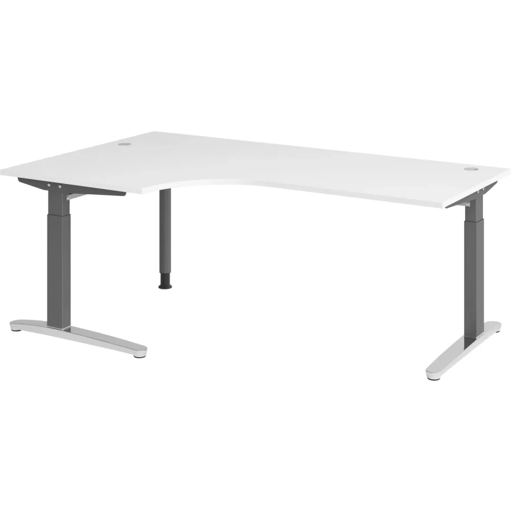 Schreibtisch Office Weiß manuelle Höhenverstellung 200 x 120 cm - Farbe: weiss