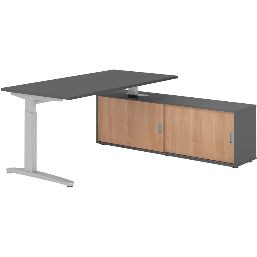 Schreibtisch Office Graphit manuelle Höhenverstellung 160 x 80 cm