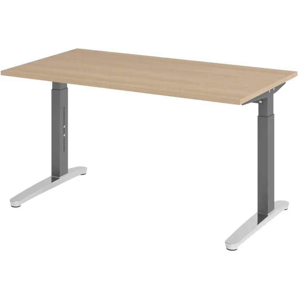 Schreibtisch Office Eiche manuelle Höhenverstellung 140 x 80 cm
