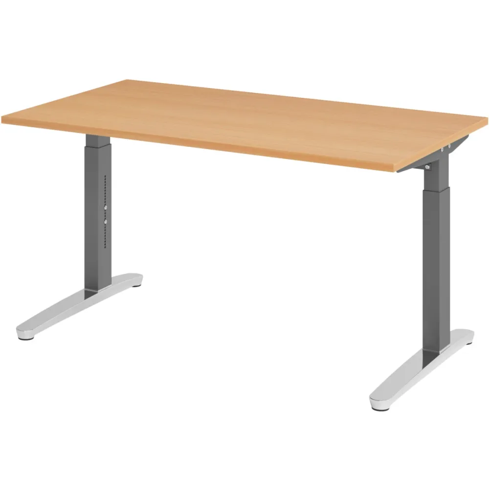 Schreibtisch Office Buche manuelle Höhenverstellung 140 x 80 cm