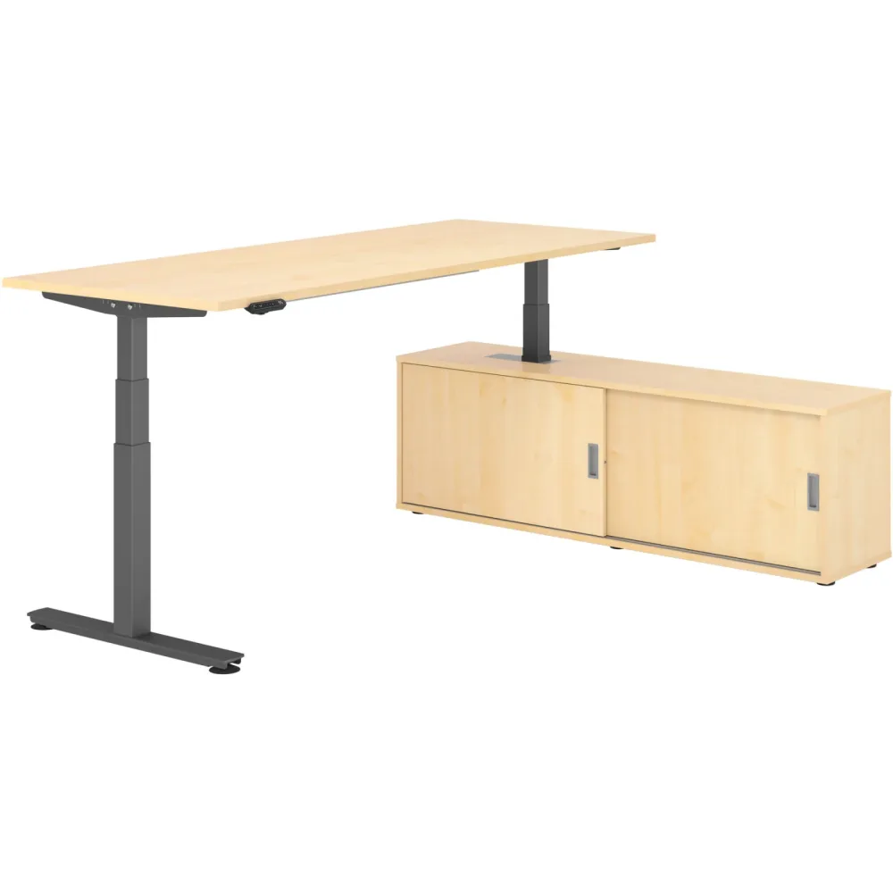 Schreibtisch Office Ahorn elektrische Höhenverstellung 200 x 80 cm