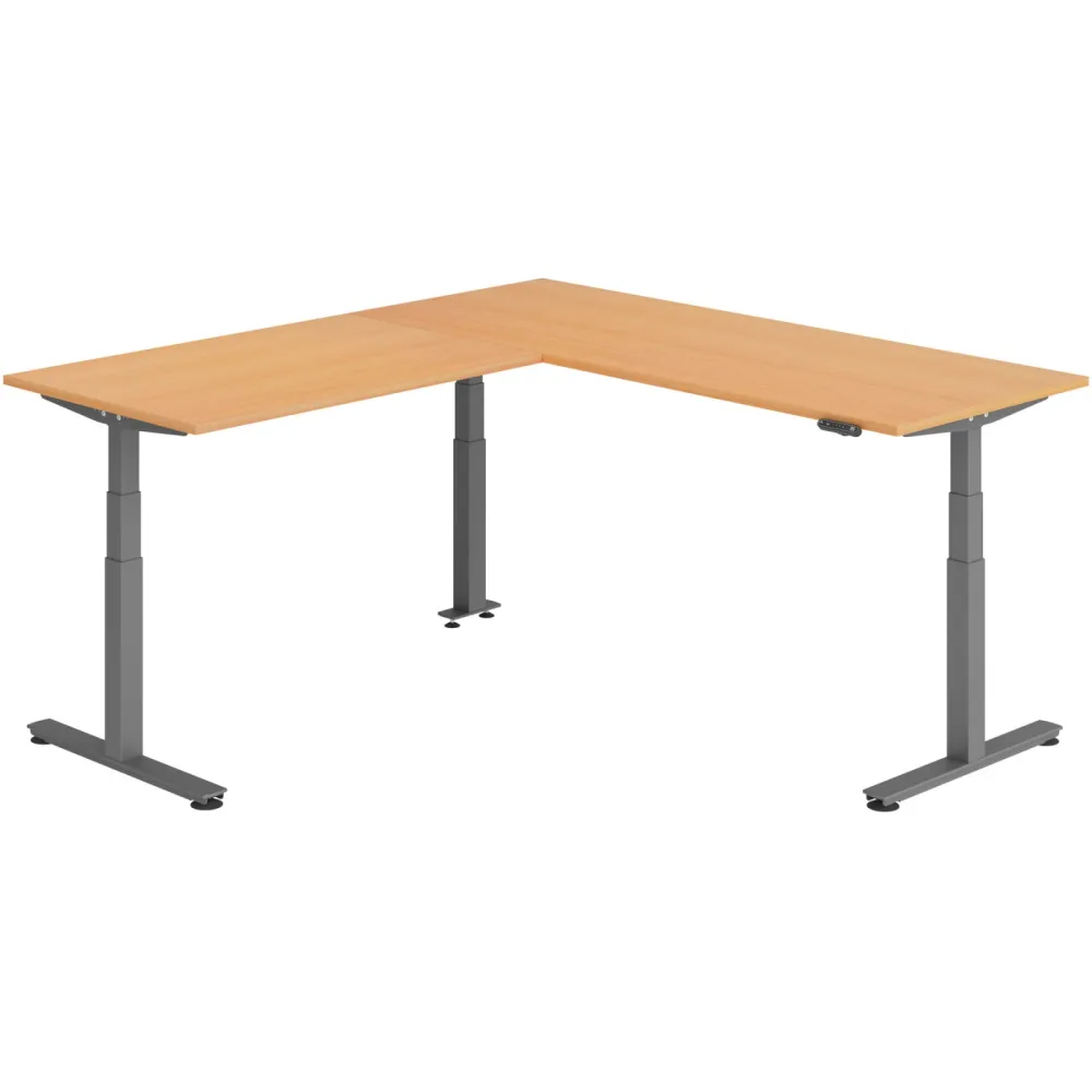 Schreibtisch Office Buche elektrische Höhenverstellung 220 x 200 cm