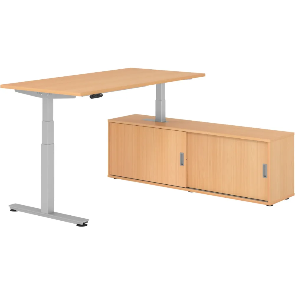 Schreibtisch Office Buche elektrische Höhenverstellung 160 x 80 cm