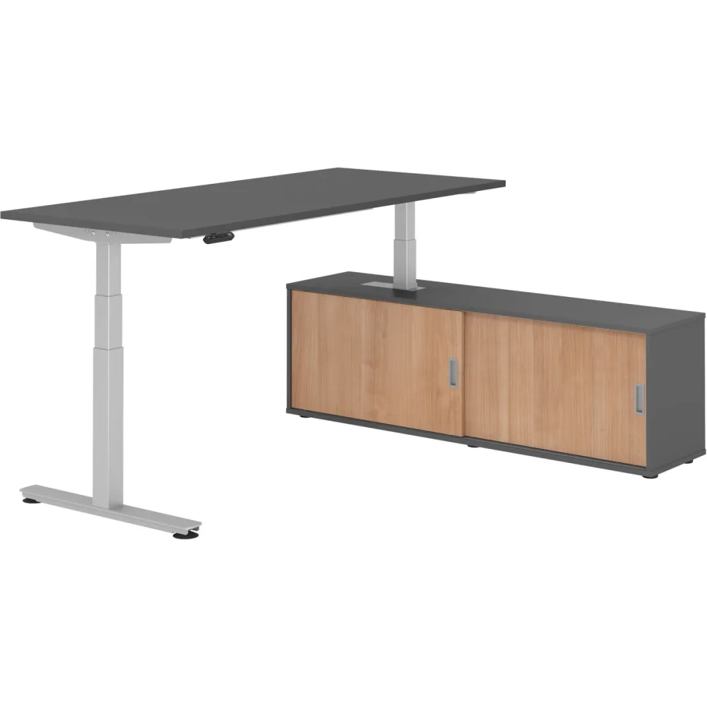 Schreibtisch Office Graphit elektrische Höhenverstellung 180 x 80 cm