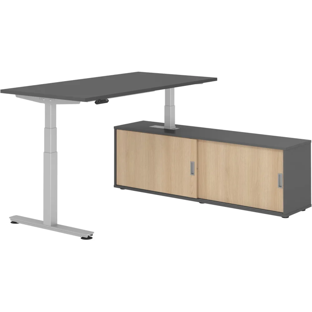 Schreibtisch Office Graphit elektrische Höhenverstellung 160 x 80 cm