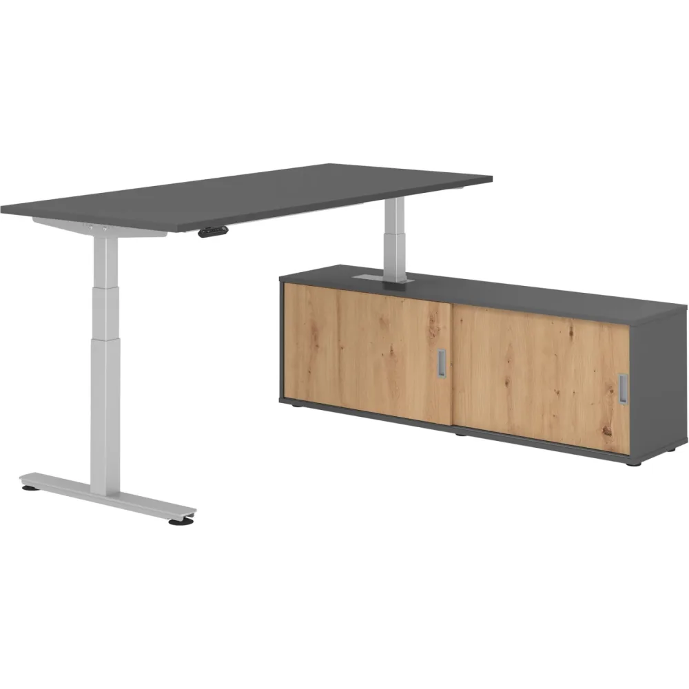 Schreibtisch Office Graphit elektrische Höhenverstellung 180 x 80 cm