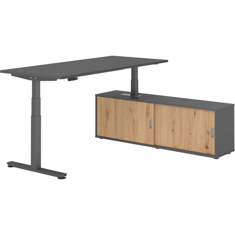 Schreibtisch Office Graphit elektrische Höhenverstellung 180 x 80 cm