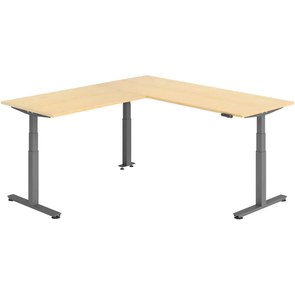 Schreibtisch Office Ahorn elektrische Höhenverstellung 220 x 200 cm