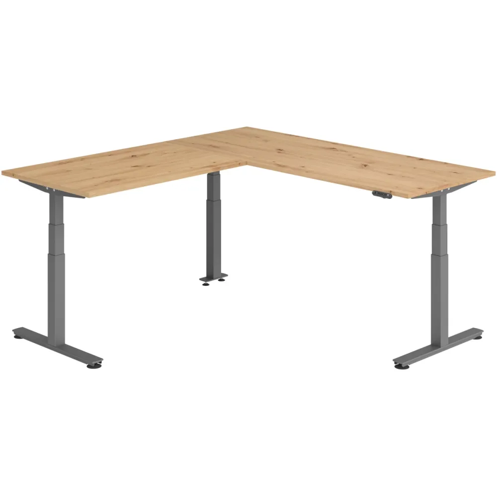 Schreibtisch Office Asteiche elektrische Höhenverstellung 220 x 200 cm