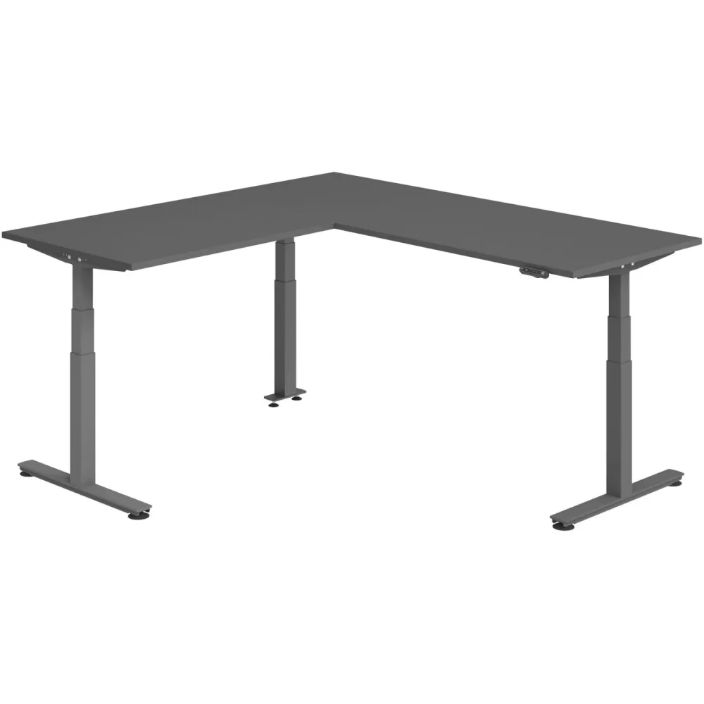 Schreibtisch Office Graphit elektrische Höhenverstellung 200 x 200 cm