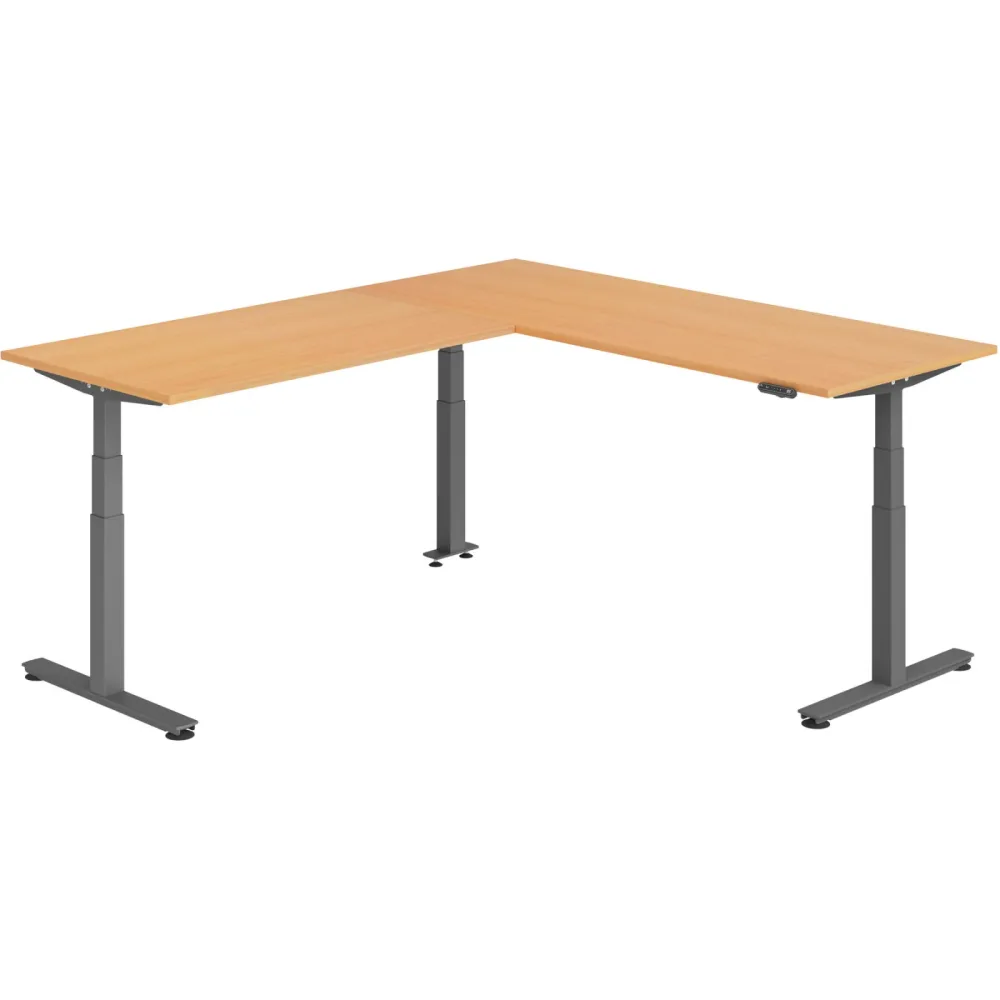 Schreibtisch Office Buche elektrische Höhenverstellung 240 x 200 cm